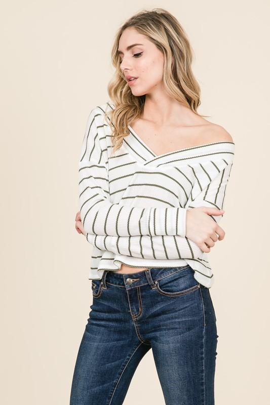 Long Sleeve V Neck Top - Simply Fabulous Boutique