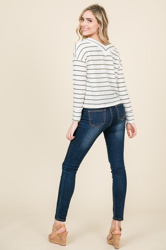 Long Sleeve V Neck Top - Simply Fabulous Boutique