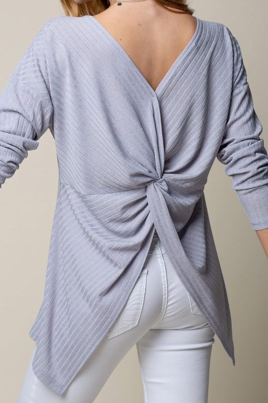 Knot Back Long Sleeve Top - Simply Fabulous Boutique