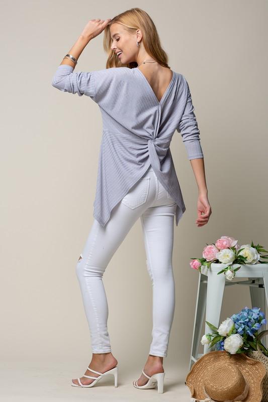Knot Back Long Sleeve Top - Simply Fabulous Boutique