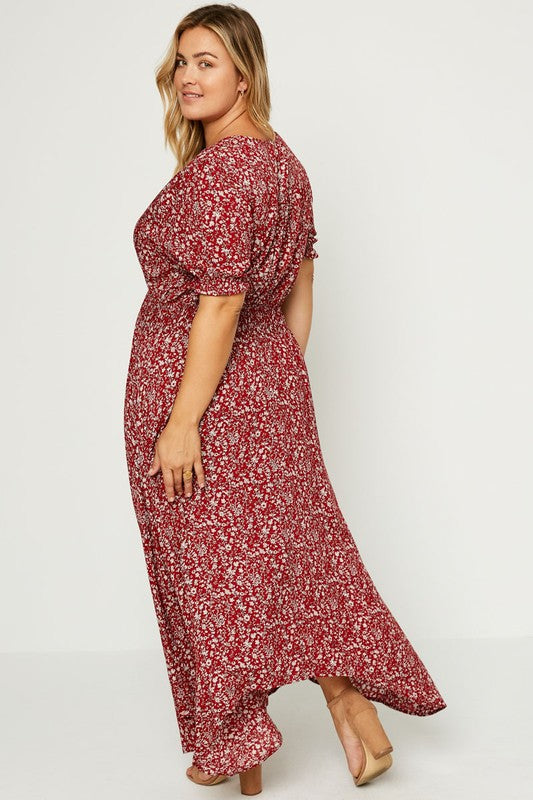 Red Floral Maxi Plus Dress