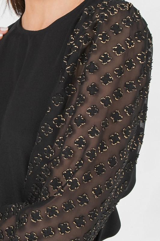 Black Sheer Sleeve Top - Simply Fabulous Boutique