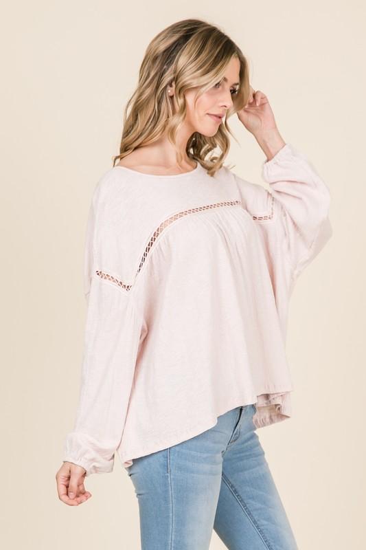 Long Sleeve Knit Peasant Top - Simply Fabulous Boutique