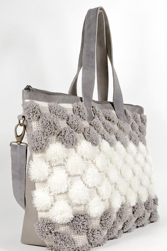 Hand Woven Pom Pom Boston Bag - Simply Fabulous Boutique