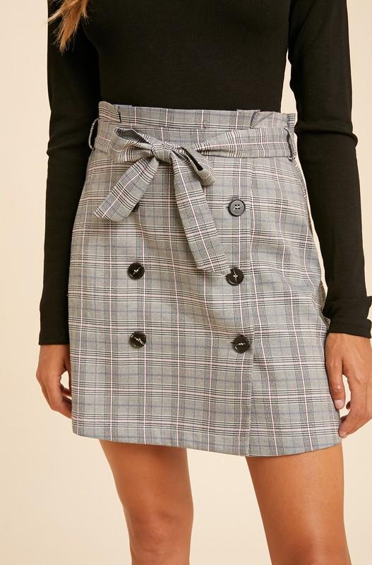 Grey Plaid Mini Skirt - Simply Fabulous Boutique