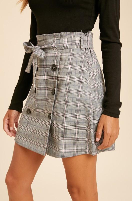Grey Plaid Mini Skirt - Simply Fabulous Boutique