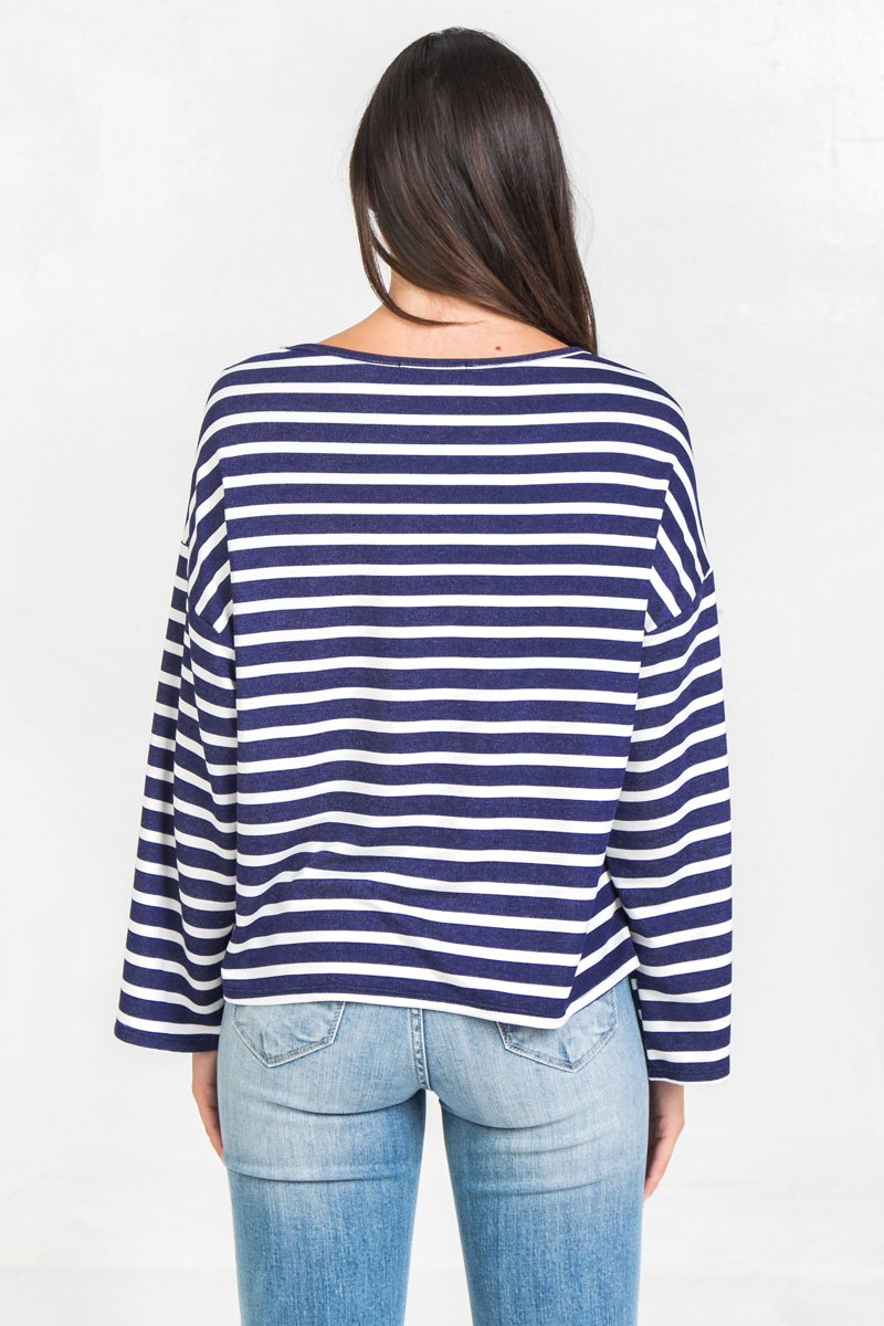 Striped Drop Shoulder Shirt - Simply Fabulous Boutique