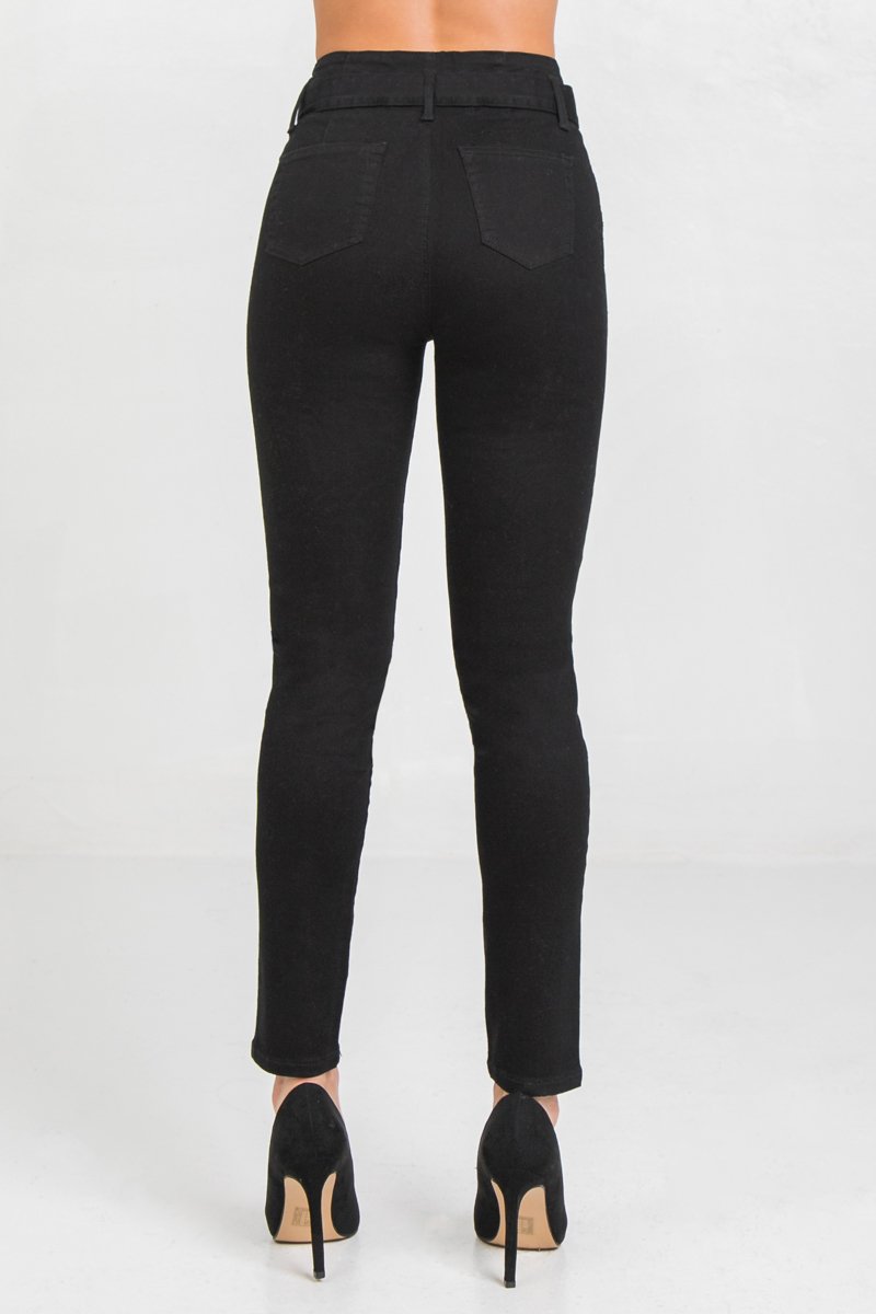 High Waist Skinny Jeans With Tie - Simply Fabulous Boutique