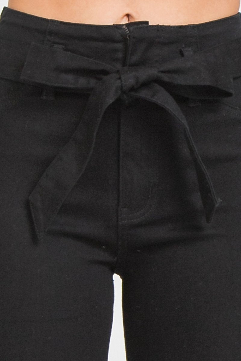 High Waist Skinny Jeans With Tie - Simply Fabulous Boutique