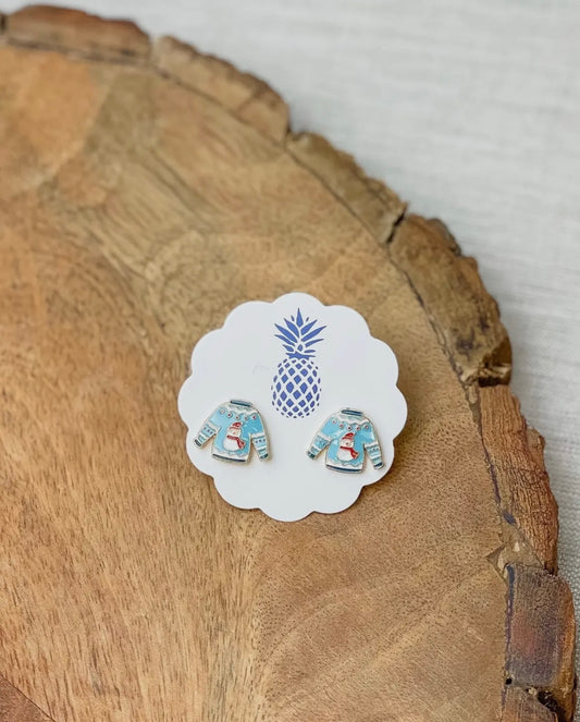 Ugly Christmas Sweater Snowman Earrings