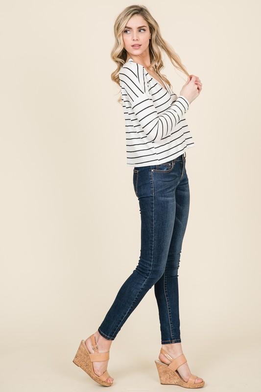 Long Sleeve V Neck Top - Simply Fabulous Boutique