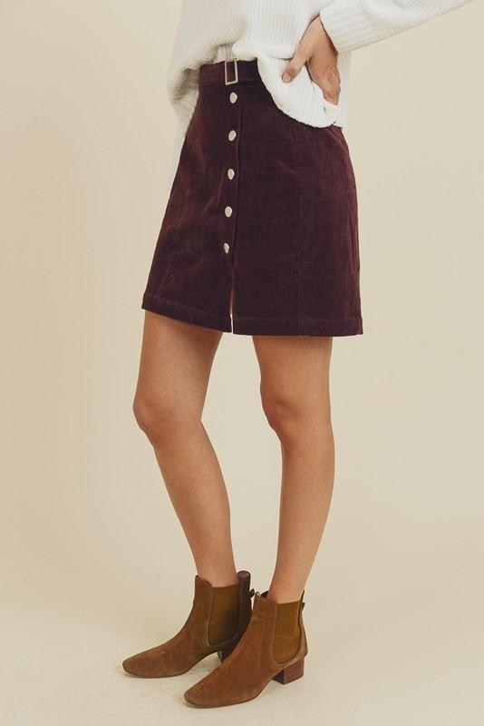 Belted Corduroy Skirt - Simply Fabulous Boutique