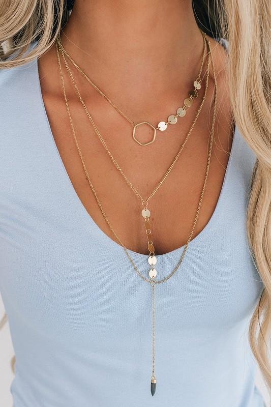 Layered Necklace with Stone Pendant - Simply Fabulous Boutique
