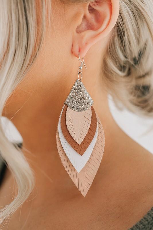 Multi-Colored Leather Feather Earrings - Simply Fabulous Boutique