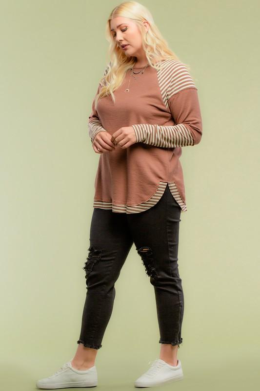 Striped Raglan Plus Top - Simply Fabulous Boutique