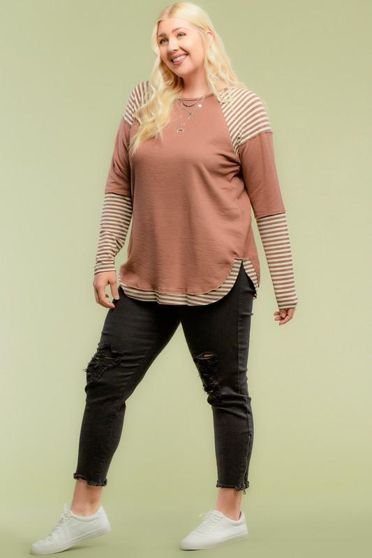 Striped Raglan Plus Top - Simply Fabulous Boutique