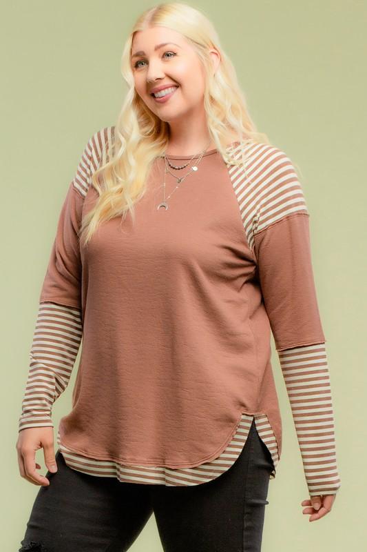 Striped Raglan Plus Top - Simply Fabulous Boutique