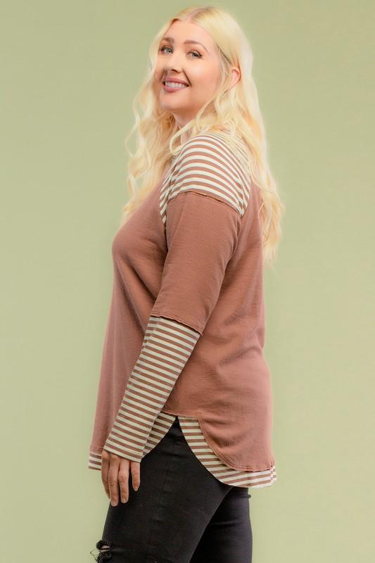 Striped Raglan Plus Top - Simply Fabulous Boutique