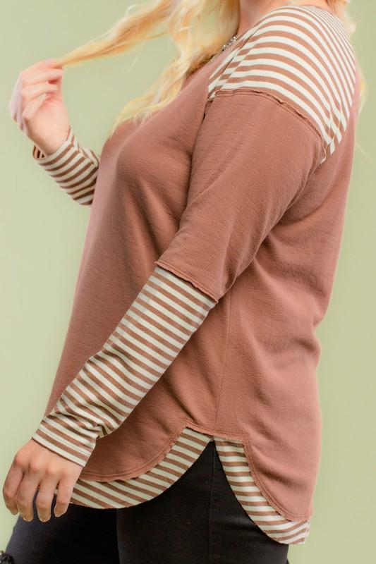 Striped Raglan Plus Top - Simply Fabulous Boutique