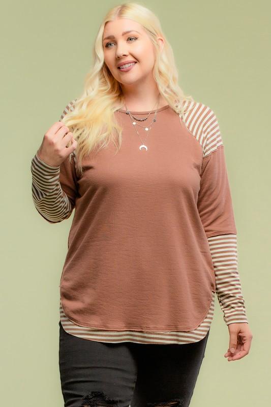 Striped Raglan Plus Top - Simply Fabulous Boutique