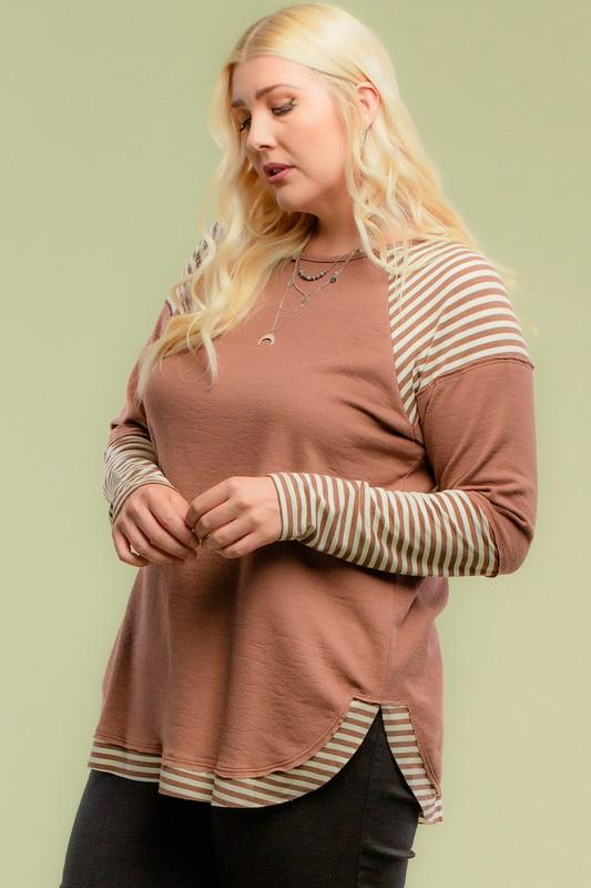 Striped Raglan Plus Top - Simply Fabulous Boutique