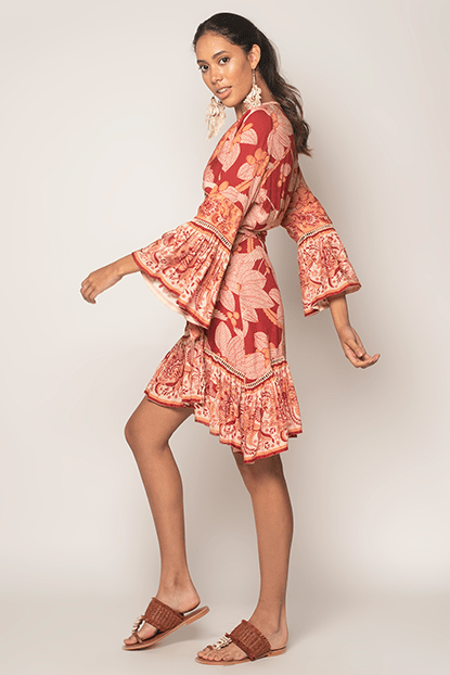 Red Floral Mini Wrap Dress - Simply Fabulous Boutique