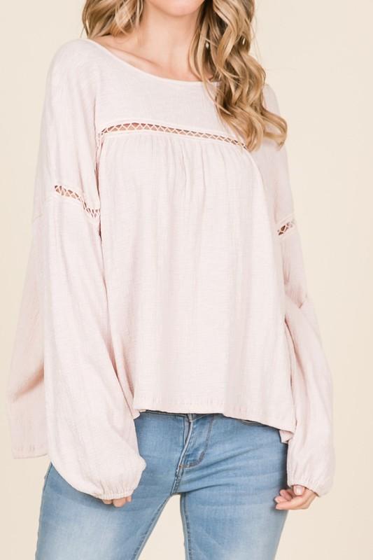 Long Sleeve Knit Peasant Top - Simply Fabulous Boutique