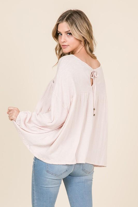Long Sleeve Knit Peasant Top - Simply Fabulous Boutique