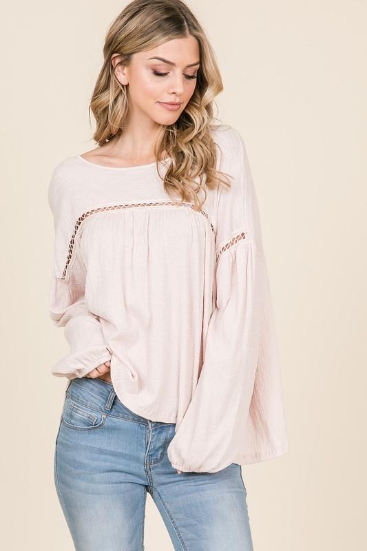 Long Sleeve Knit Peasant Top - Simply Fabulous Boutique