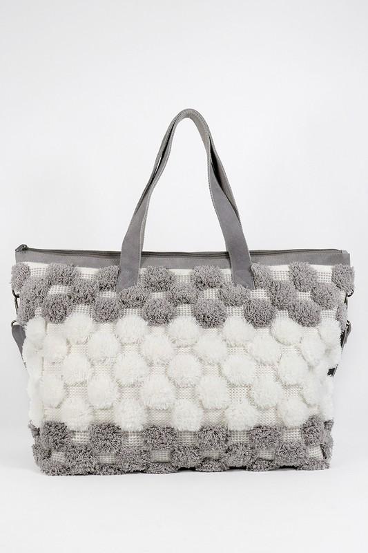 Hand Woven Pom Pom Boston Bag - Simply Fabulous Boutique