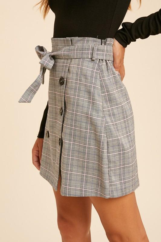 Grey Plaid Mini Skirt - Simply Fabulous Boutique