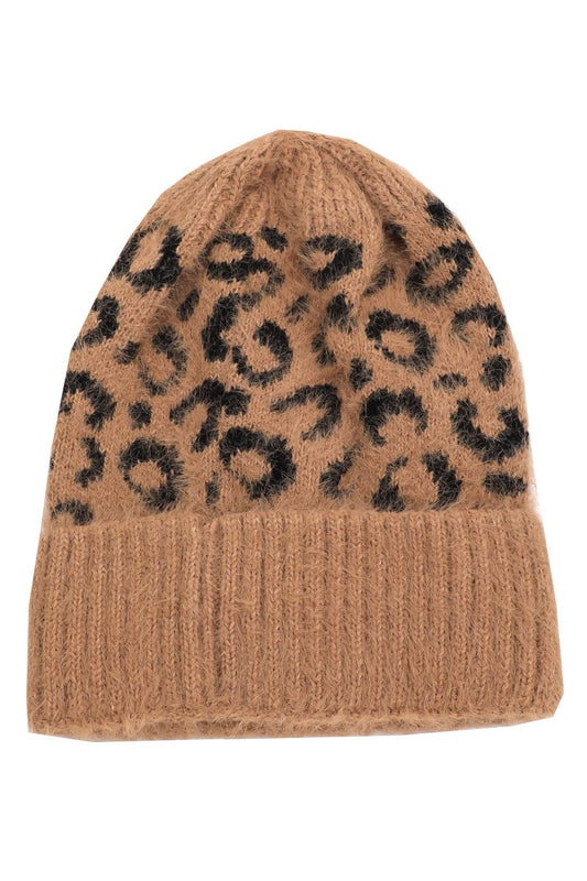 Leopard Print Fuzzy Beanie - Simply Fabulous Boutique