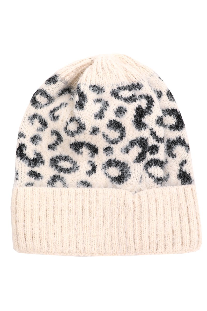Leopard Print Fuzzy Beanie - Simply Fabulous Boutique