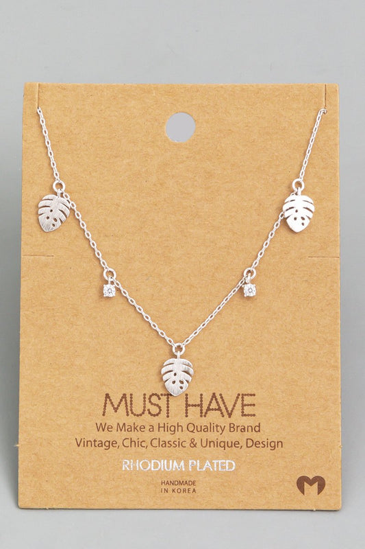 Mini Monstera Leaf Charm Necklace - Simply Fabulous Boutique
