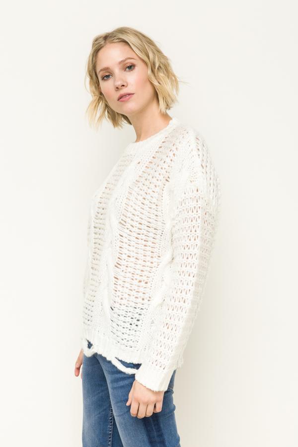 Off-White Cable Sweater - Simply Fabulous Boutique